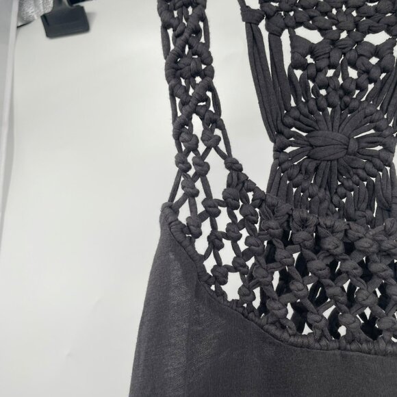 BillaBong Womens Mini Shift Dress Sleeveless Crochet Neck Gray Size Small New - Picture 5 of 9